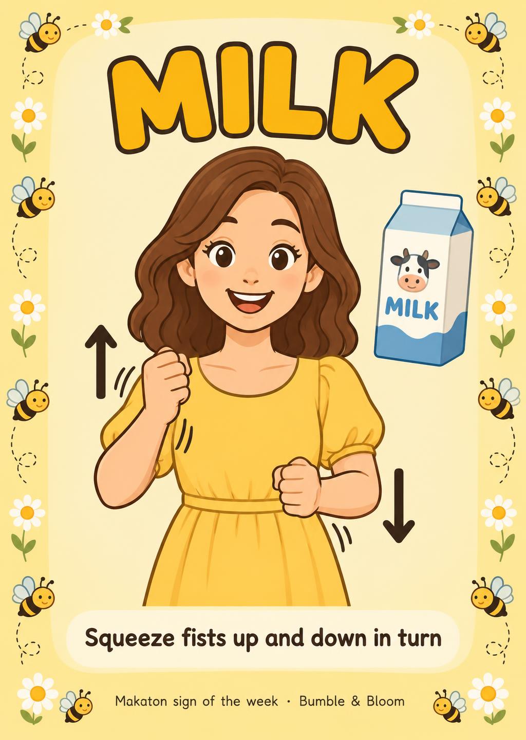 Makaton sign poster for Milk