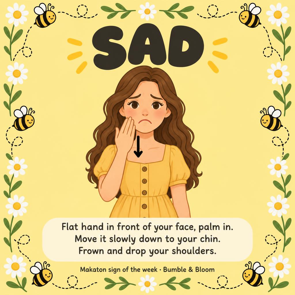 Makaton sign poster for Sad