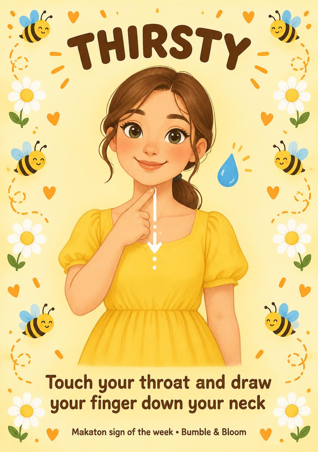 Makaton sign poster for Thirsty