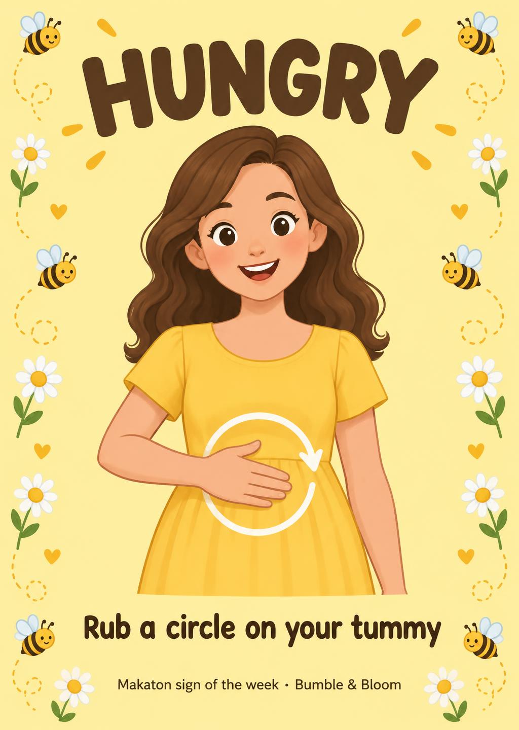 Makaton sign poster for Hungry